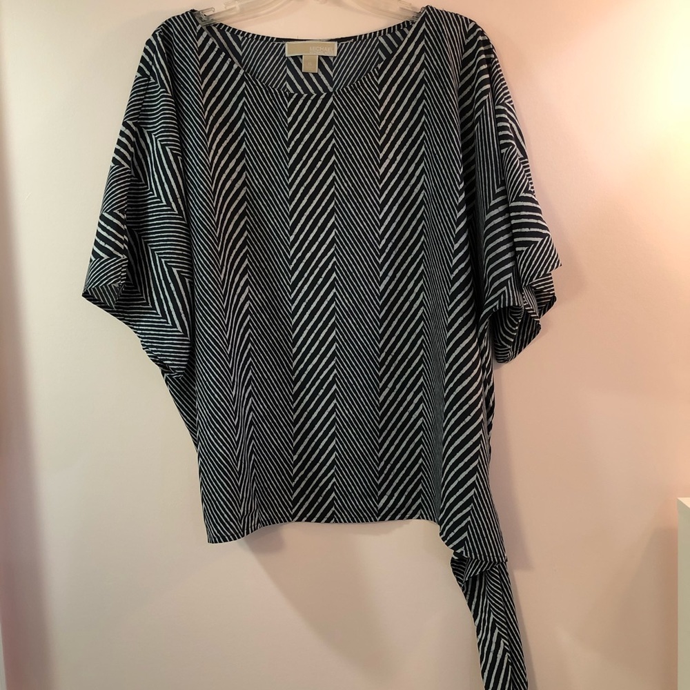 Michael Kors navy/white striped top w/ side tie XL